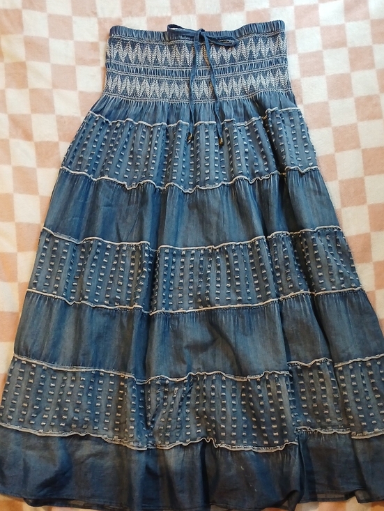 Lapis Dresses & Skirts - Lapis Blue Smocked Tiered Maxi Skirt